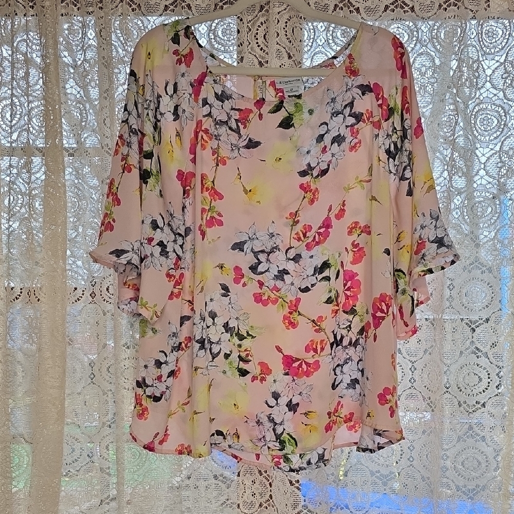Liz Claiborne Floral Blouse - Pink and Multicolor